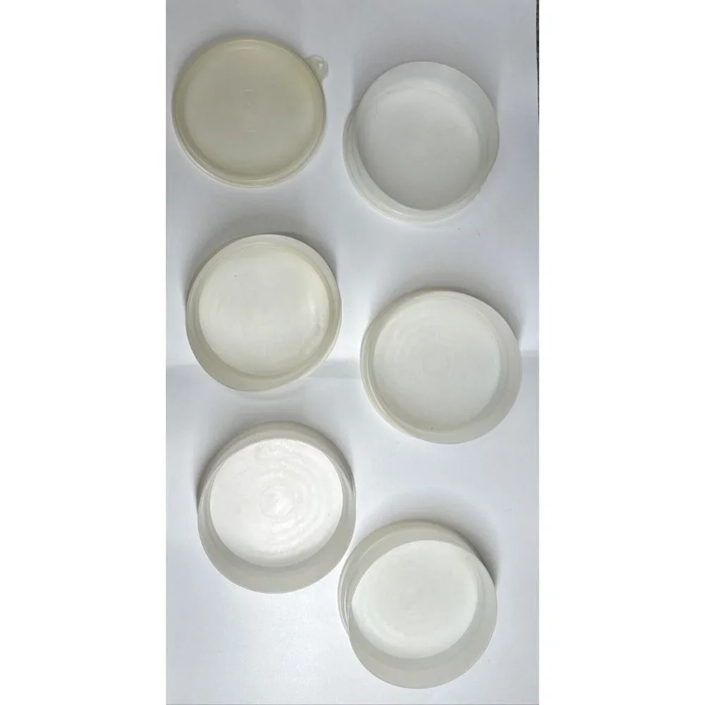Tupperware Clear Hamburger Keepers & Lid Set Vintage 6 Pieces Replacement 4 inch